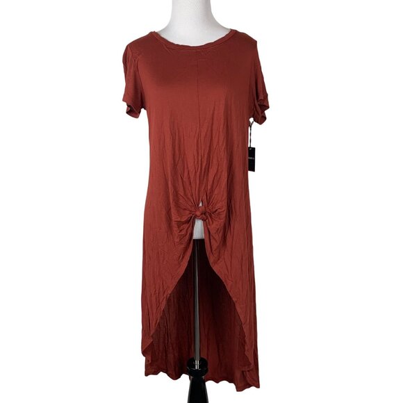 Forever 21 Womens Rust Knot-Front High-Low Tunic Top Size S Rayon - Picture 1 of 5